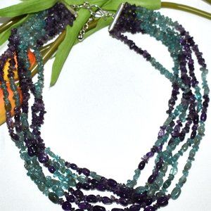 Jay King Apatite and Amethyst Necklace, 18 inch